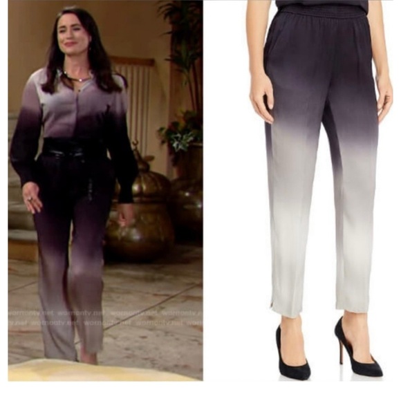 Kobi Halperin Jordi Ombre Silky Straight Leg Cropped Pull On Dress Pant Trouser - Picture 1 of 9